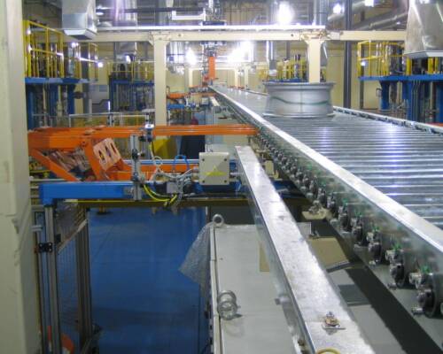 Cerchi in lega su convogliatore Movin all’interno del processo di produzione per l’automotive